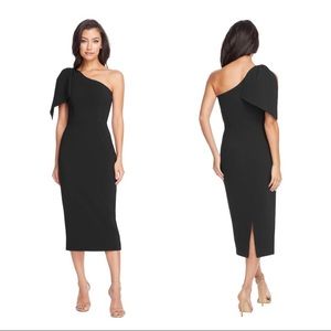 Dress The Population Tiffany Dress Black Midi One Shoulder Evening Prom
